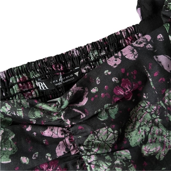 Zara Floral Ruffle Puff Sleeve Crop Top M - Picture 4 of 11